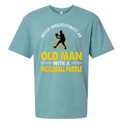 Pickleball Never Underestimate An Old Man With A Pickleball Paddle Sueded Cloud Jersey T-Shirt