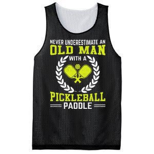 Pickleball Never Underestimate An Old Man With A Pickleball Paddle Mesh Reversible Basketball Jersey Tank