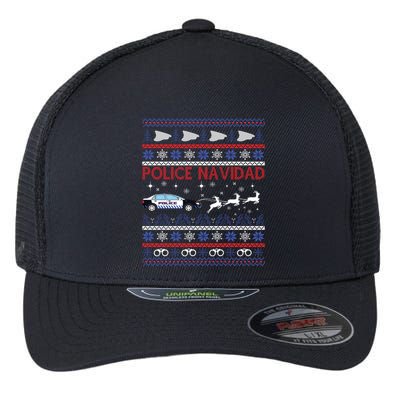 Police Navidad Ugly Christmas Sweater Design Flexfit Unipanel Trucker Cap