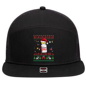 Pharmacist Nurse Ugly Christmas Sweater Di La La Lav Did Meaningful Gift 7 Panel Mesh Trucker Snapback Hat