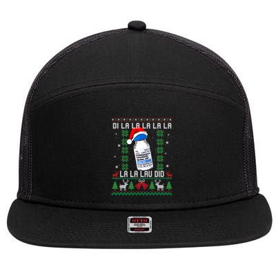 Pharmacist Nurse Ugly Christmas Di La La La Lav Did Gift 7 Panel Mesh Trucker Snapback Hat