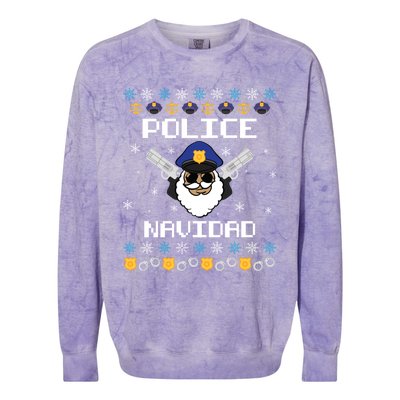 Police Navidad Ugly Christmas Funny Policeman Xmas Colorblast Crewneck Sweatshirt