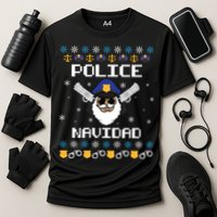 Police Navidad Ugly Christmas Funny Policeman Xmas Cooling Performance Crew T-Shirt