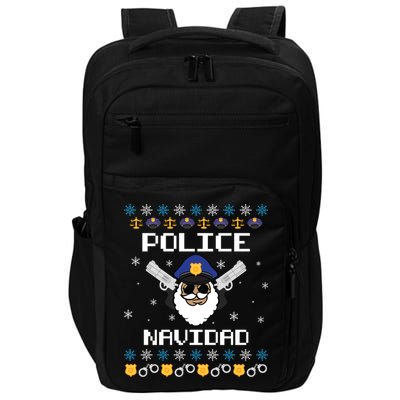 Police Navidad Ugly Christmas Funny Policeman Xmas Impact Tech Backpack