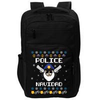 Police Navidad Ugly Christmas Funny Policeman Xmas Impact Tech Backpack