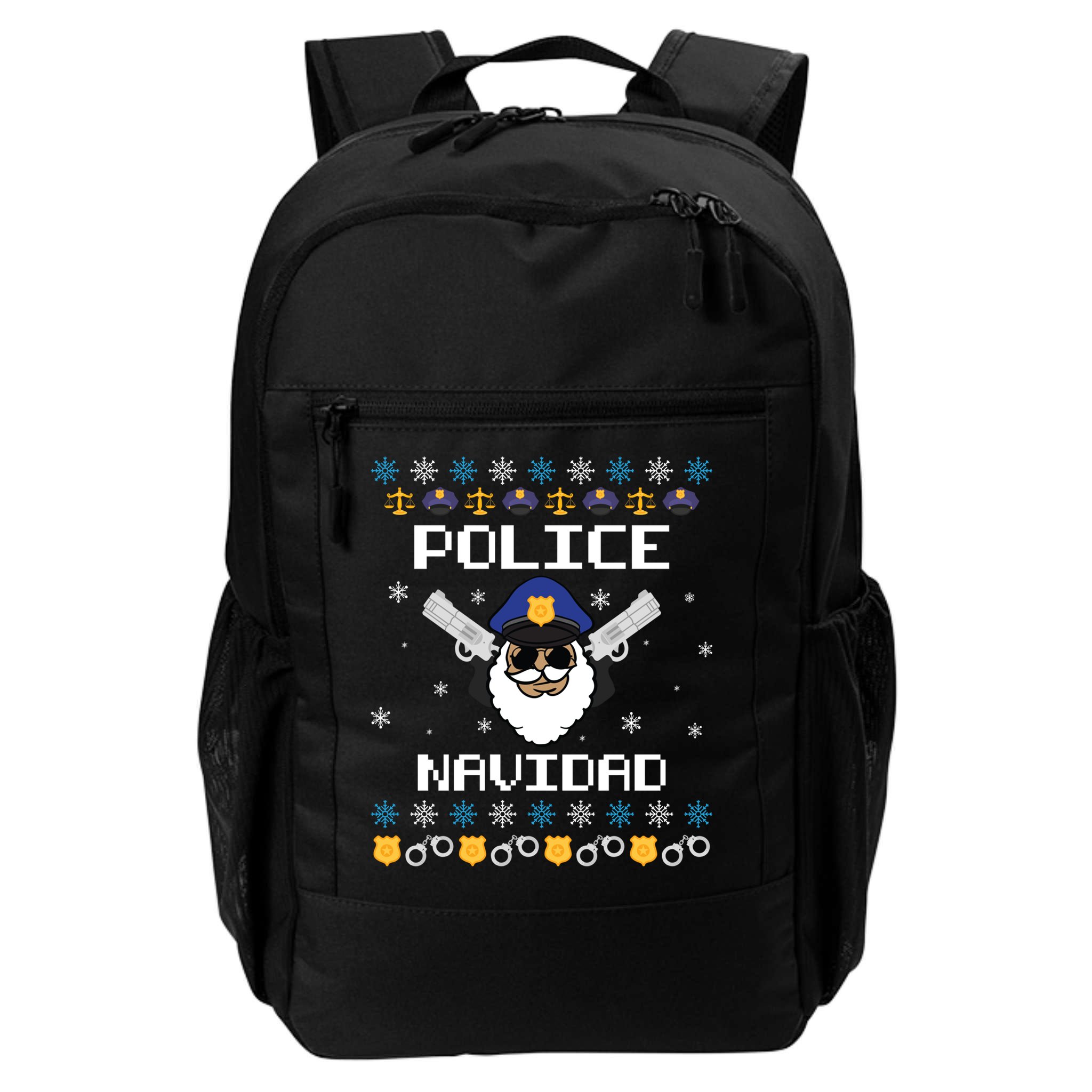Police Navidad Ugly Christmas Funny Policeman Xmas Backpack