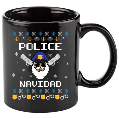 Police Navidad Ugly Christmas Funny Policeman Xmas 11oz C Handle Ceramic Mug