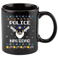 Police Navidad Ugly Christmas Funny Policeman Xmas 11oz C Handle Ceramic Mug