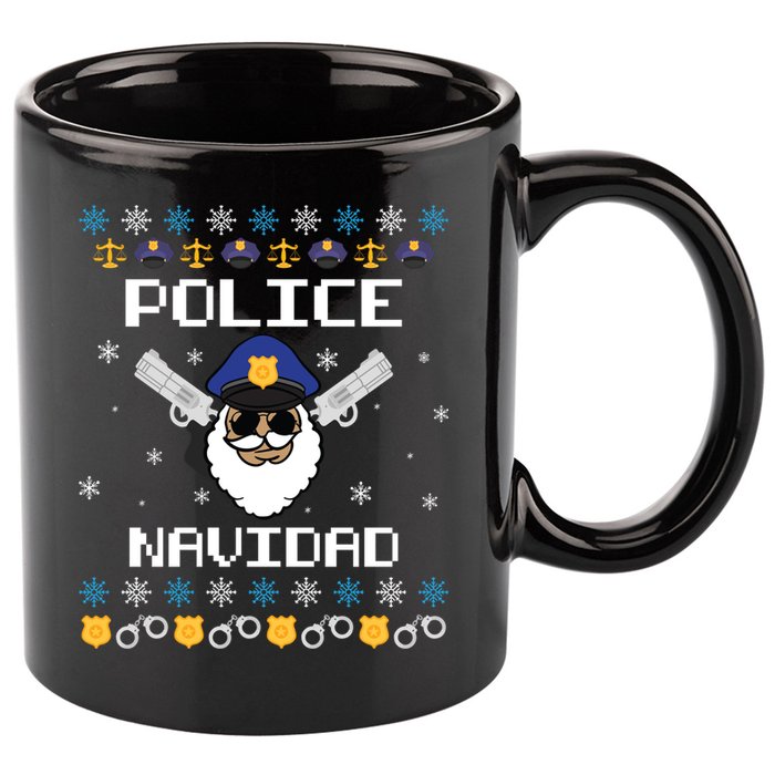 Police Navidad Ugly Christmas Funny Policeman Xmas 11oz C Handle Ceramic Mug