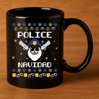Police Navidad Ugly Christmas Funny Policeman Xmas 11oz C Handle Ceramic Mug