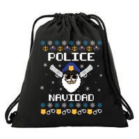 Police Navidad Ugly Christmas Funny Policeman Xmas Drawstring Bag