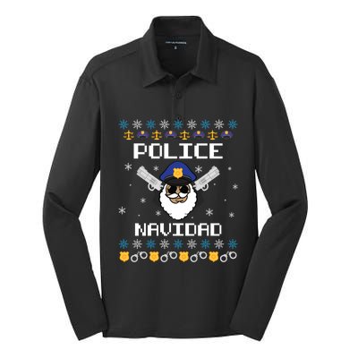 Police Navidad Ugly Christmas Funny Policeman Xmas Silk Touch Performance Long Sleeve Polo