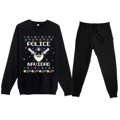 Police Navidad Ugly Christmas Funny Policeman Xmas Premium Crewneck Sweatsuit Set