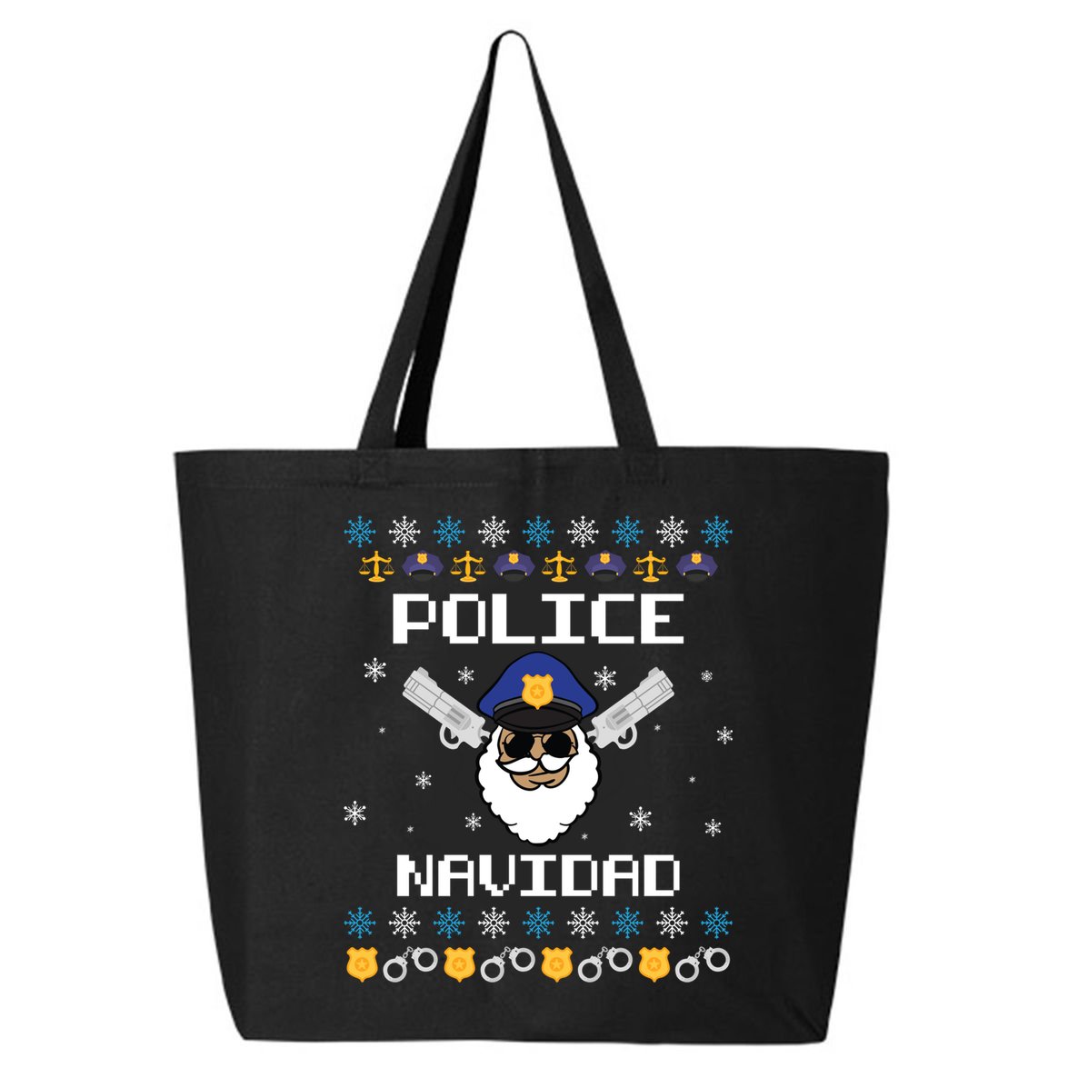 Police Navidad Ugly Christmas Funny Policeman Xmas 25L Jumbo Tote