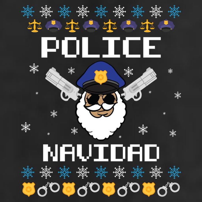 Police Navidad Ugly Christmas Funny Policeman Xmas 25L Jumbo Tote