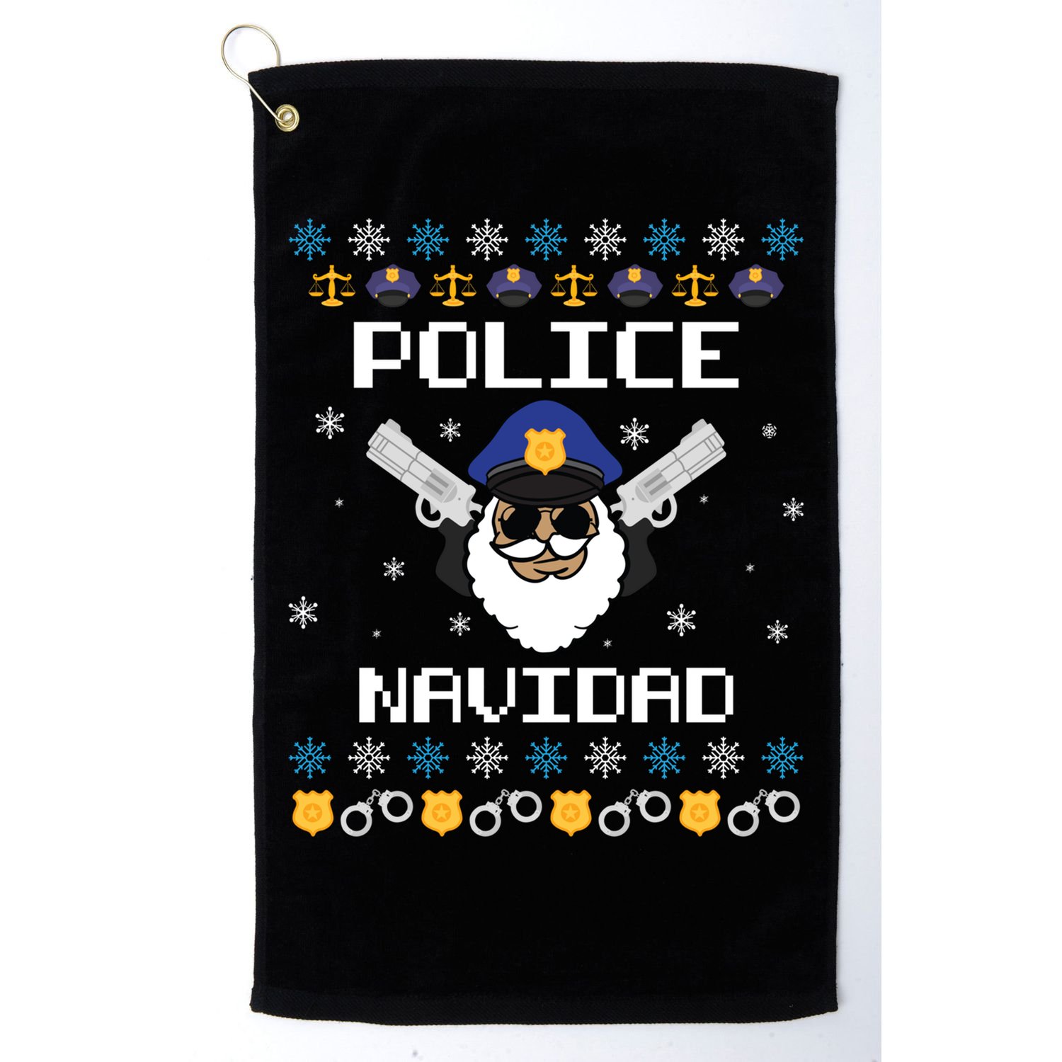 Police Navidad Ugly Christmas Funny Policeman Xmas Golf Towel
