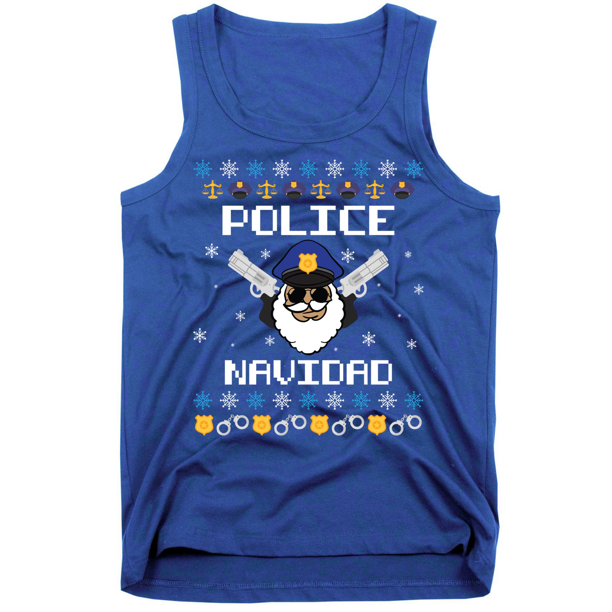 Police Navidad Ugly Christmas Funny Policeman Xmas Tank Top