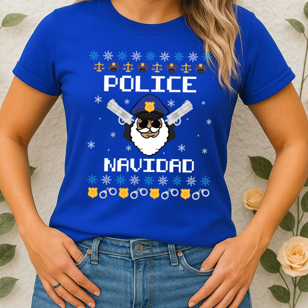 Police Navidad Ugly Christmas Funny Policeman Xmas Womens T-Shirt