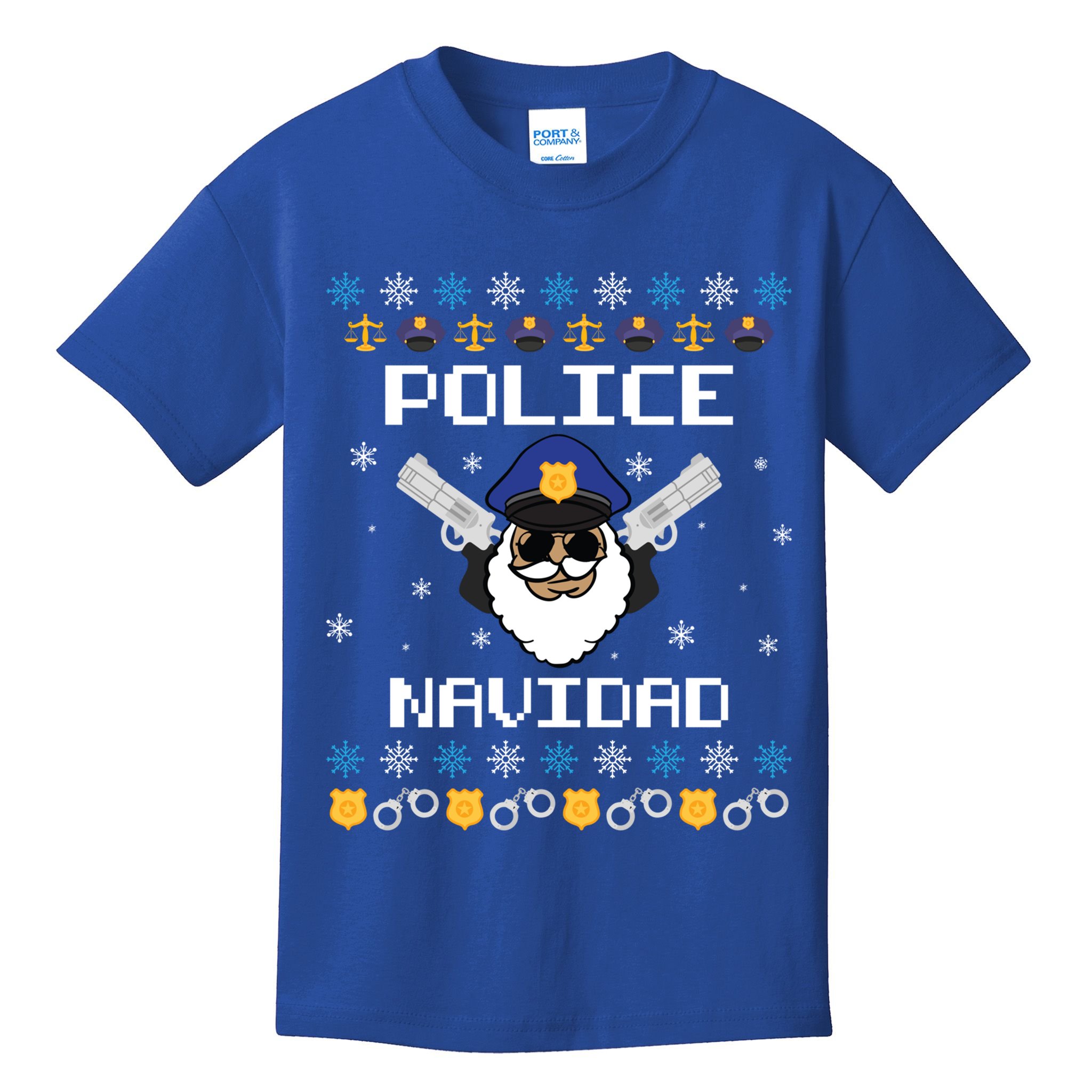Police Navidad Ugly Christmas Funny Policeman Xmas Kids T-Shirt