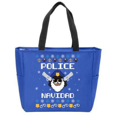 Police Navidad Ugly Christmas Funny Policeman Xmas Zip Tote Bag