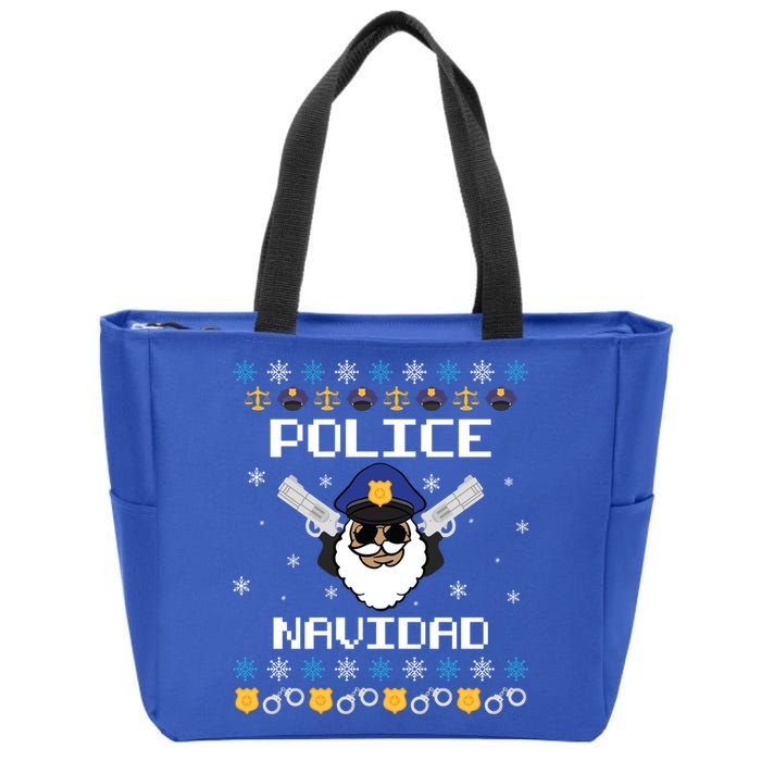 Police Navidad Ugly Christmas Funny Policeman Xmas Zip Tote Bag