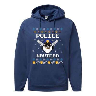 Police Navidad Ugly Christmas Funny Policeman Xmas Performance Fleece Hoodie