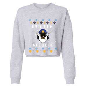 Police Navidad Ugly Christmas Funny Policeman Xmas Cropped Pullover Crew