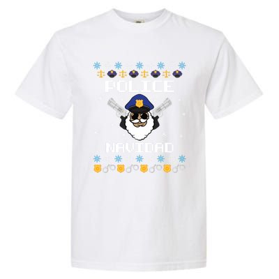 Police Navidad Ugly Christmas Funny Policeman Xmas Garment-Dyed Heavyweight T-Shirt