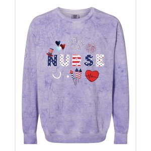 Pride Nurse USA Flag Stethoscope Patriotic Nurse 4th Of July Colorblast Crewneck Sweatshirt