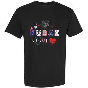 Pride Nurse USA Flag Stethoscope Patriotic Nurse 4th Of July Garment-Dyed Heavyweight T-Shirt