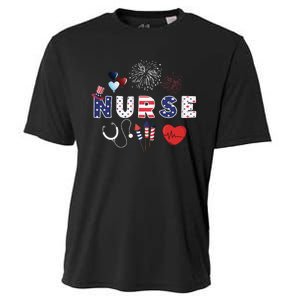 Pride Nurse USA Flag Stethoscope Patriotic Nurse 4th Of July Cooling Performance Crew T-Shirt