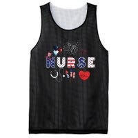 Pride Nurse USA Flag Stethoscope Patriotic Nurse 4th Of July Mesh Reversible Basketball Jersey Tank