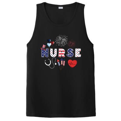 Pride Nurse USA Flag Stethoscope Patriotic Nurse 4th Of July PosiCharge Competitor Tank