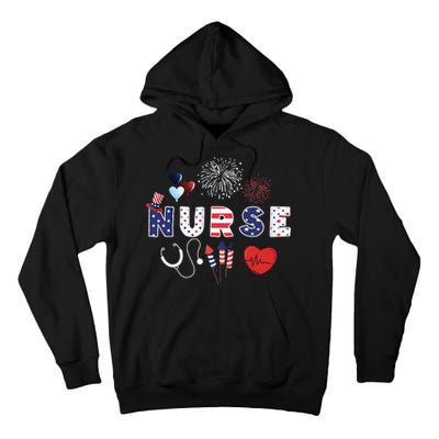 Pride Nurse USA Flag Stethoscope Patriotic Nurse 4th Of July Tall Hoodie