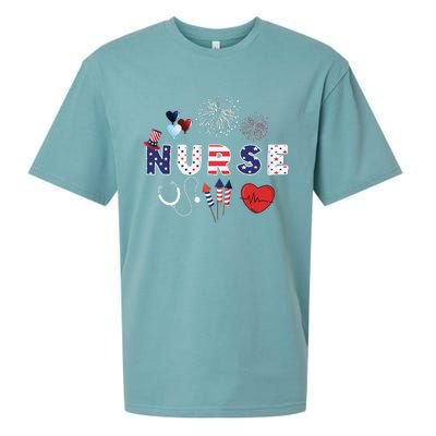 Pride Nurse USA Flag Stethoscope Patriotic Nurse 4th Of July Sueded Cloud Jersey T-Shirt