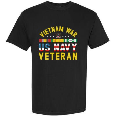 Proud Navy Vietnam Veteran Vietnam War Vet USA Flag Gift Garment-Dyed Heavyweight T-Shirt