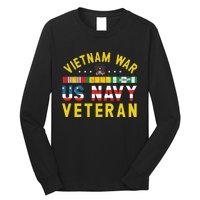 Proud Navy Vietnam Veteran Vietnam War Vet USA Flag Gift Long Sleeve Shirt