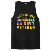 Proud Navy Vietnam Veteran Vietnam War Vet USA Flag Gift PosiCharge Competitor Tank