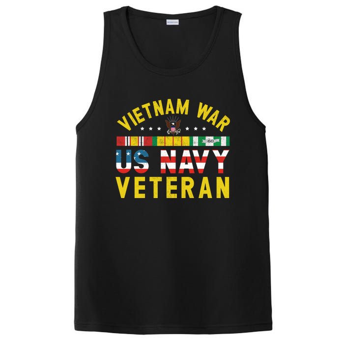 Proud Navy Vietnam Veteran Vietnam War Vet USA Flag Gift PosiCharge Competitor Tank