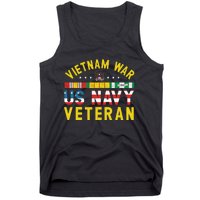 Proud Navy Vietnam Veteran Vietnam War Vet USA Flag Gift Tank Top