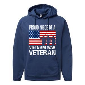 Proud Niece Vietnam War Veteran For Matching Uncle Vet Meaningful Gift Performance Fleece Hoodie