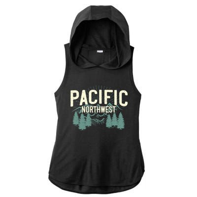 Pacific Northwest Vintage Mountain Camping Hiking Gift Meaningful Gift Ladies PosiCharge Tri-Blend Wicking Draft Hoodie Tank