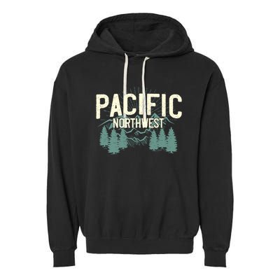 Pacific Northwest Vintage Mountain Camping Hiking Gift Meaningful Gift Garment-Dyed Fleece Hoodie