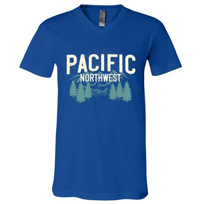 Pacific Northwest Vintage Mountain Camping Hiking Gift Meaningful Gift V-Neck T-Shirt