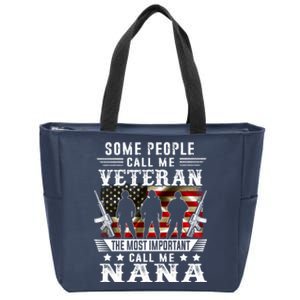 Proud Nana Veteran American Flag Gifts VeteranS Day Mothers Zip Tote Bag