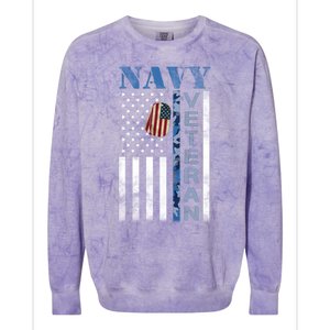 Proud Na Vy Veteran USA Flag Man Dad Grandpa Colorblast Crewneck Sweatshirt