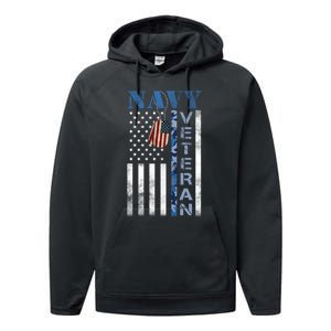 Proud Na Vy Veteran USA Flag Man Dad Grandpa Performance Fleece Hoodie