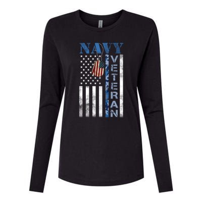 Proud Na Vy Veteran USA Flag Man Dad Grandpa Womens Cotton Relaxed Long Sleeve T-Shirt