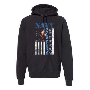 Proud Na Vy Veteran USA Flag Man Dad Grandpa Premium Hoodie