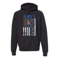 Proud Na Vy Veteran USA Flag Man Dad Grandpa Premium Hoodie